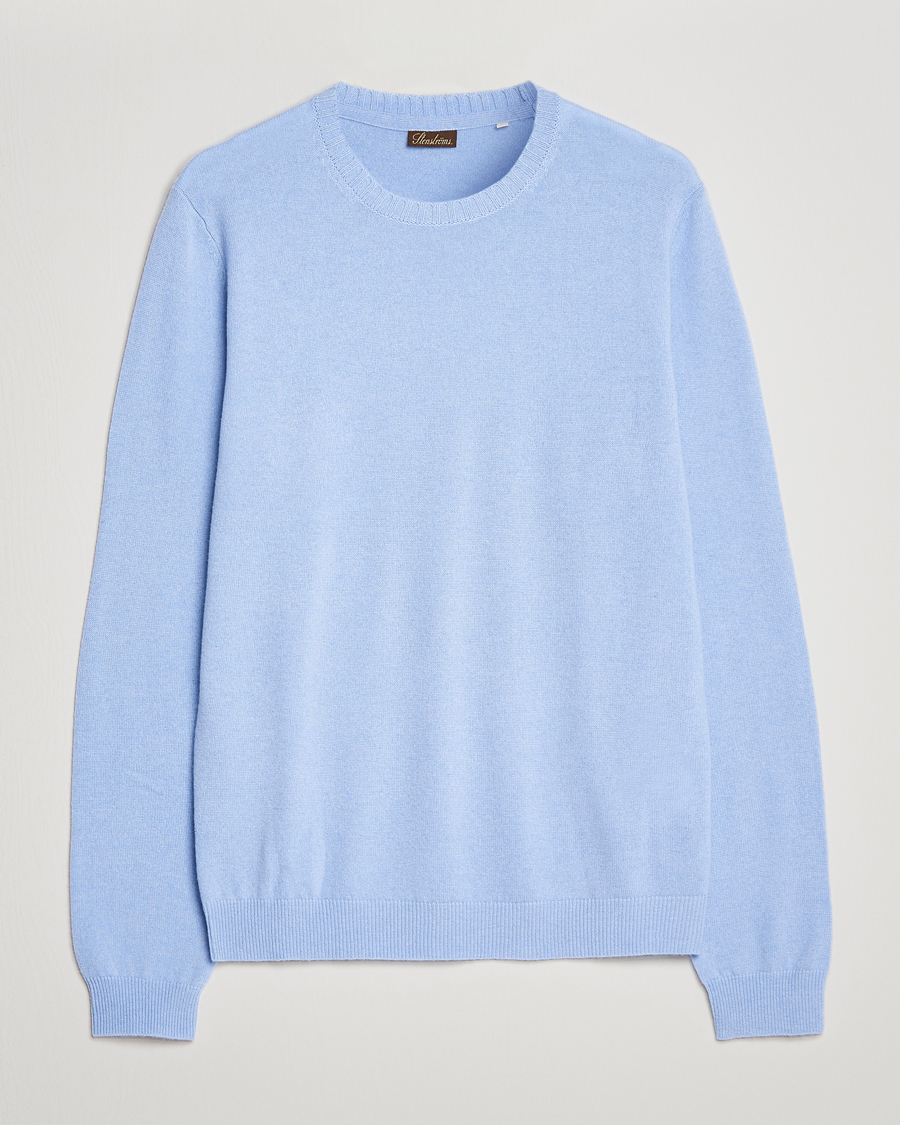 Heren | Truien | Stenströms | Cashmere Crew Neck Light Blue