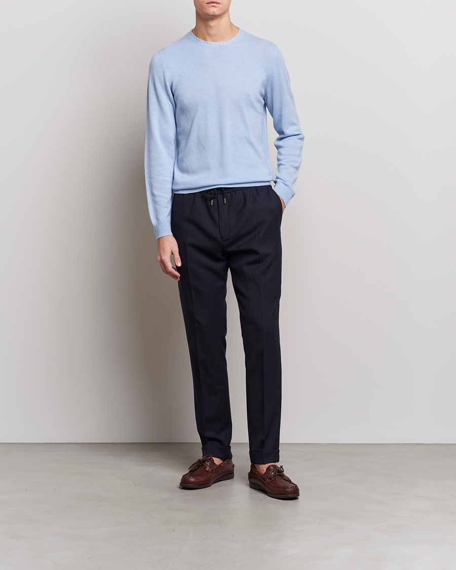 Heren | Truien | Stenströms | Cashmere Crew Neck Light Blue