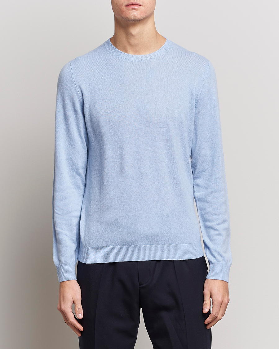 Heren | Truien | Stenströms | Cashmere Crew Neck Light Blue