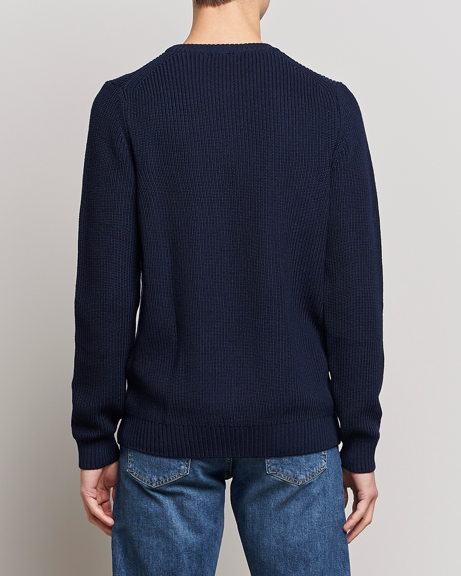 Heren | Truien | Stenströms | Merino Heavy Knitted Crew Neck Navy
