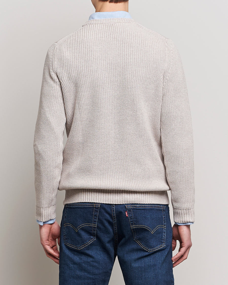 Heren | Truien | Stenströms | Merino Heavy Knitted Crew Neck Beige
