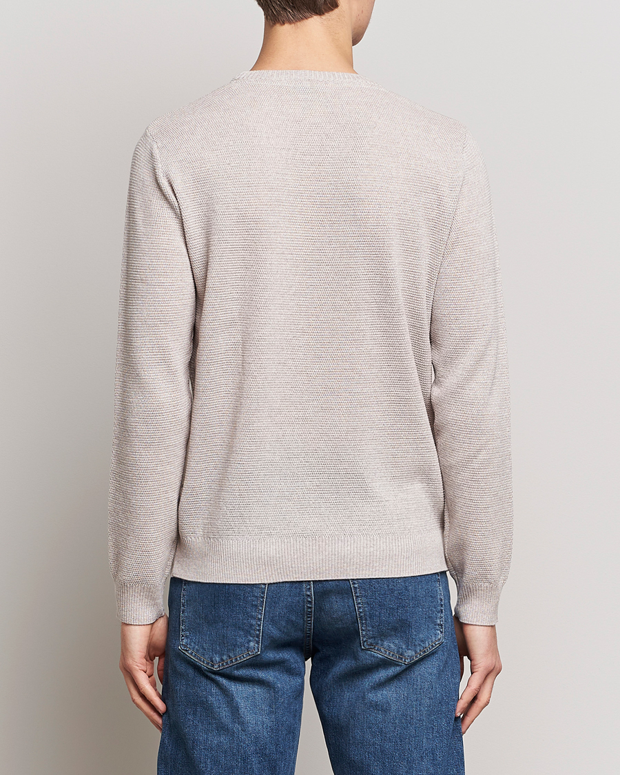 Heren | Truien | Stenströms | Textured Merino Crew Neck Beige