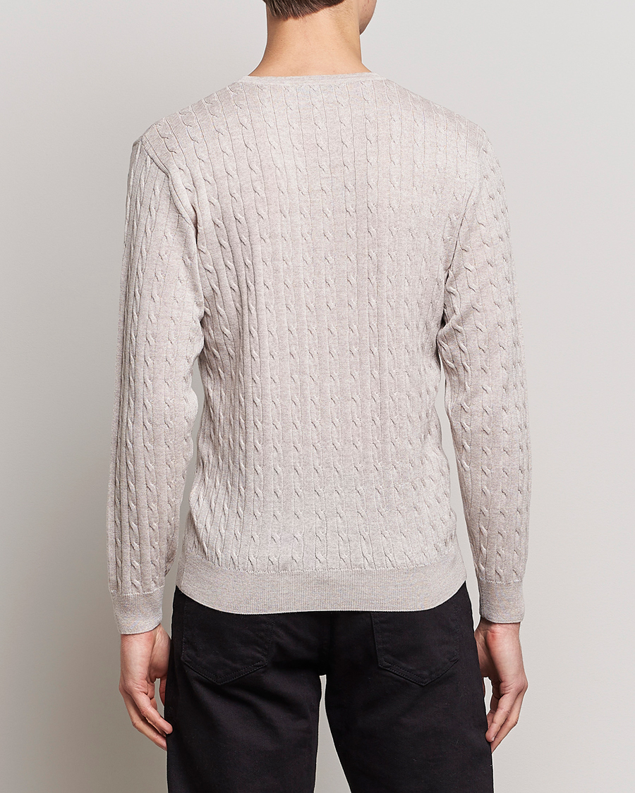 Heren | Truien | Stenströms | Merino Cable Crew Neck Beige