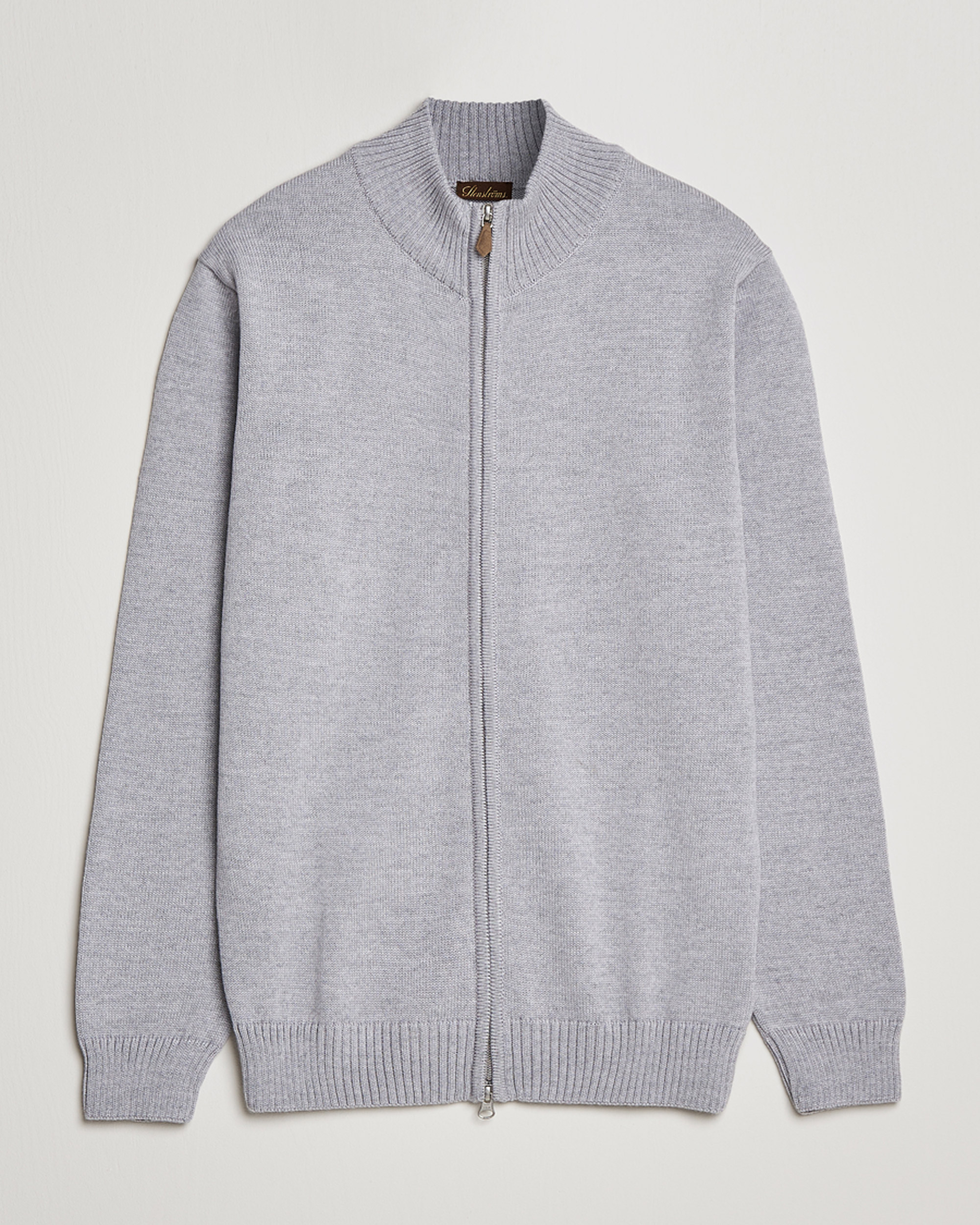 Heren | Truien | Stenströms | Chunky Merino Full Zip Light Grey