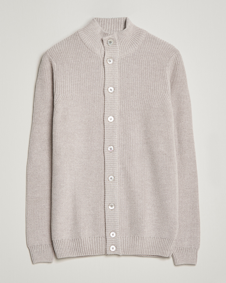 Heren | Truien | Stenströms | Heavy Merino Cardigan Beige