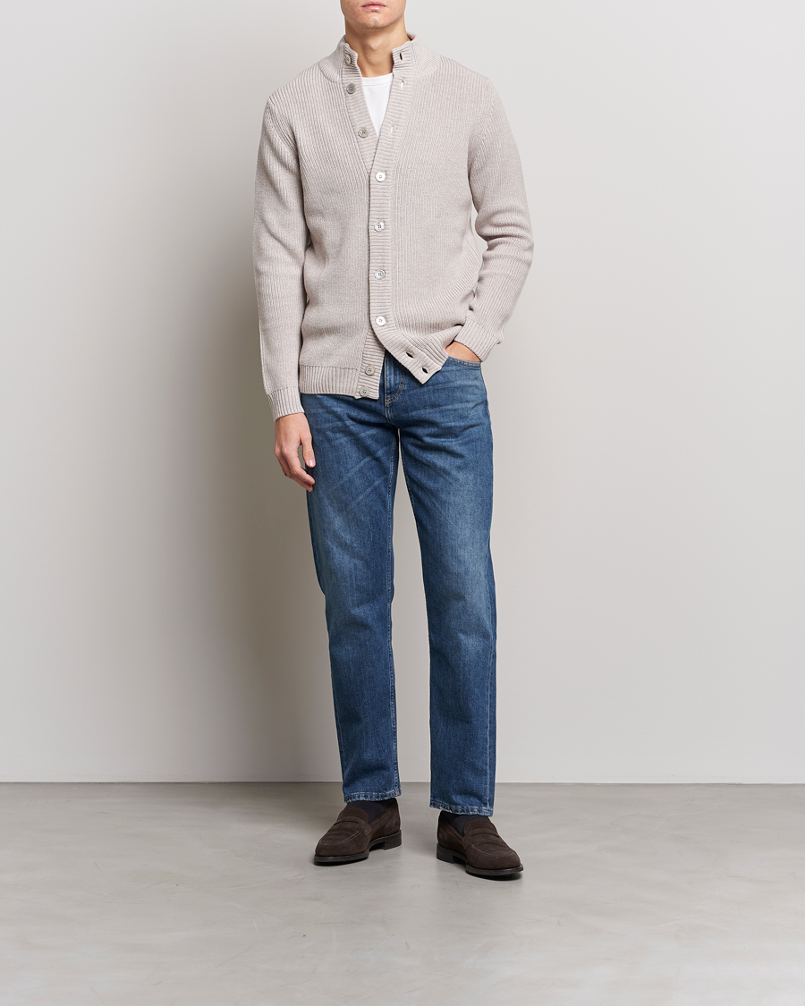 Heren | Truien | Stenströms | Heavy Merino Cardigan Beige