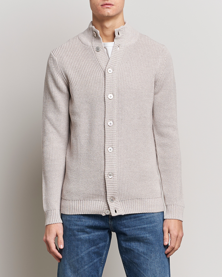 Heren | Truien | Stenströms | Heavy Merino Cardigan Beige
