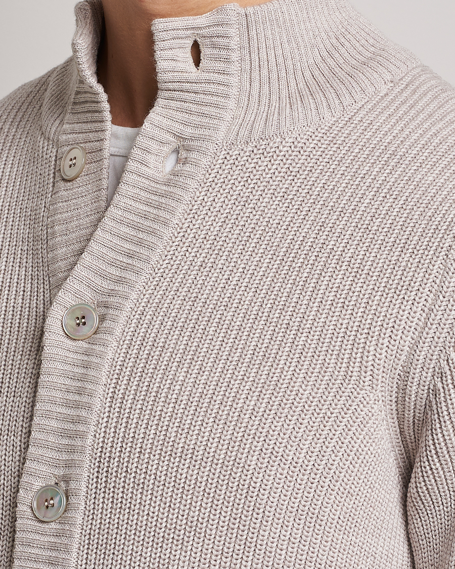 Heren | Truien | Stenströms | Heavy Merino Cardigan Beige