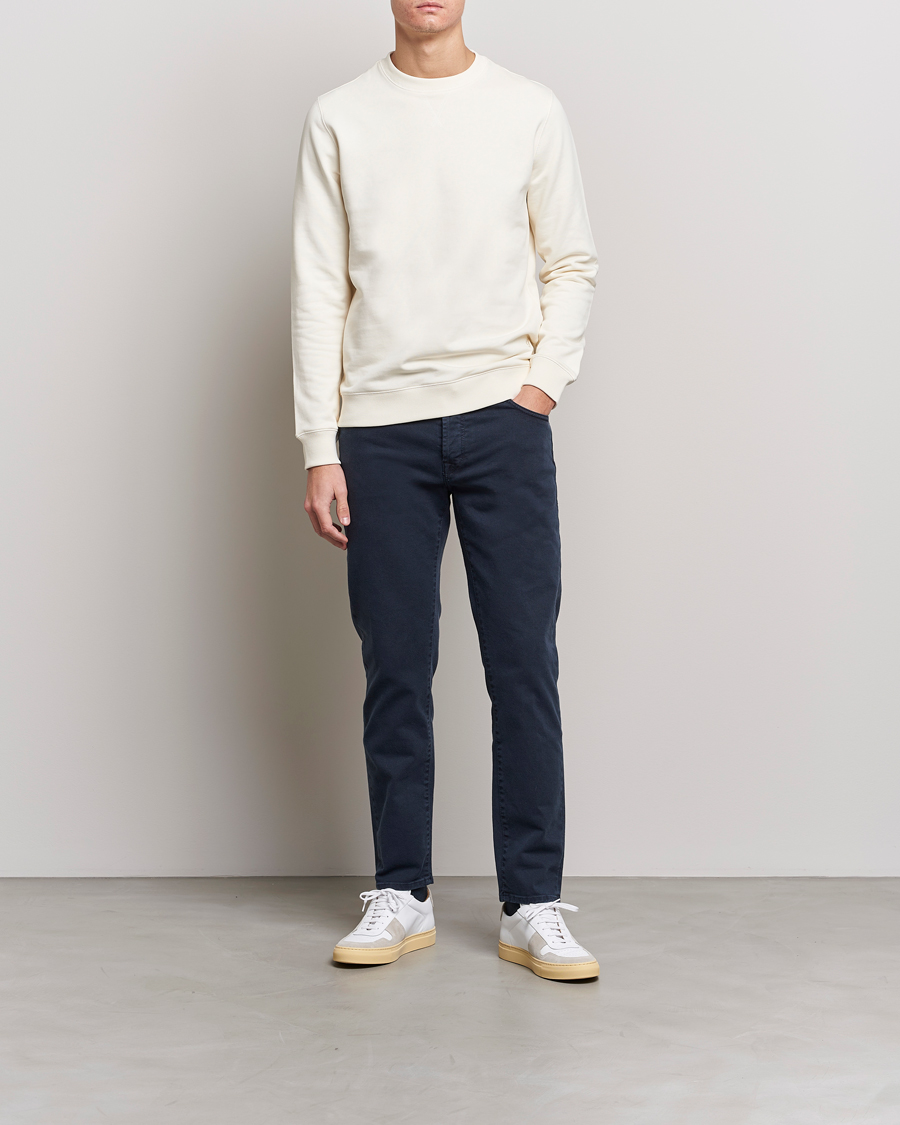 Heren | Truien | Stenströms | Cotton Collage Crew Neck White