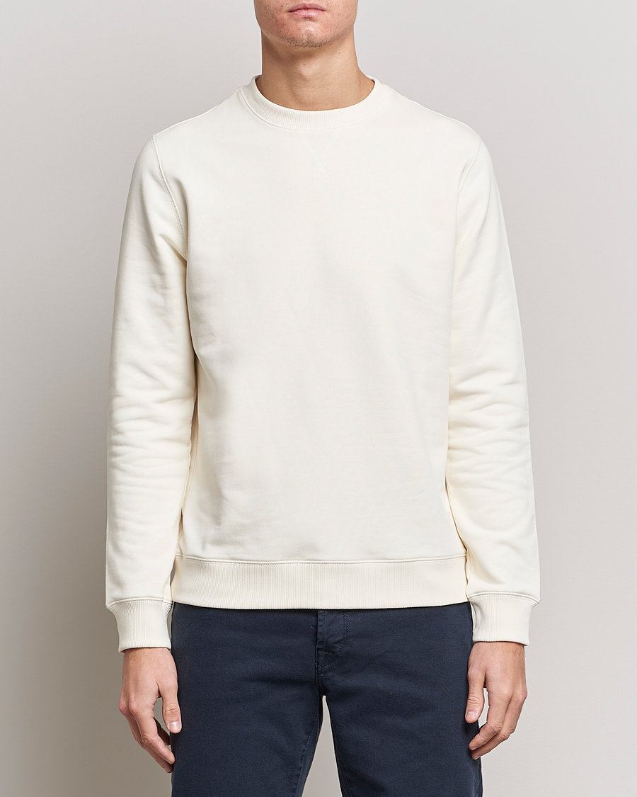 Heren | Truien | Stenströms | Cotton Collage Crew Neck White