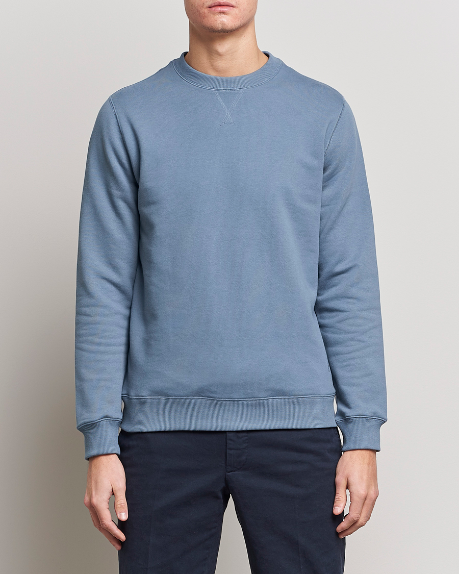 Heren | Stenströms | Stenströms | Cotton Collage Crew Neck Blue