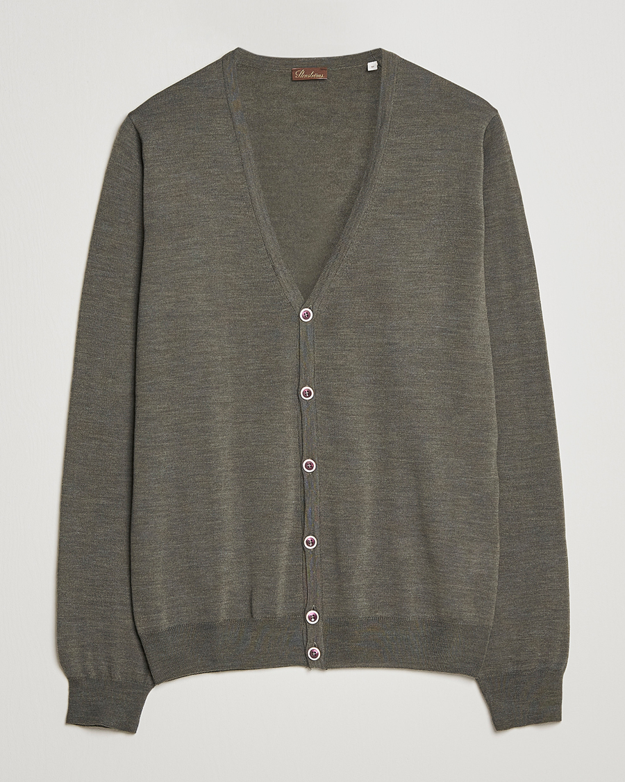 Heren | Truien | Stenströms | Merino Zegna Knitted Cardigan Dark Green