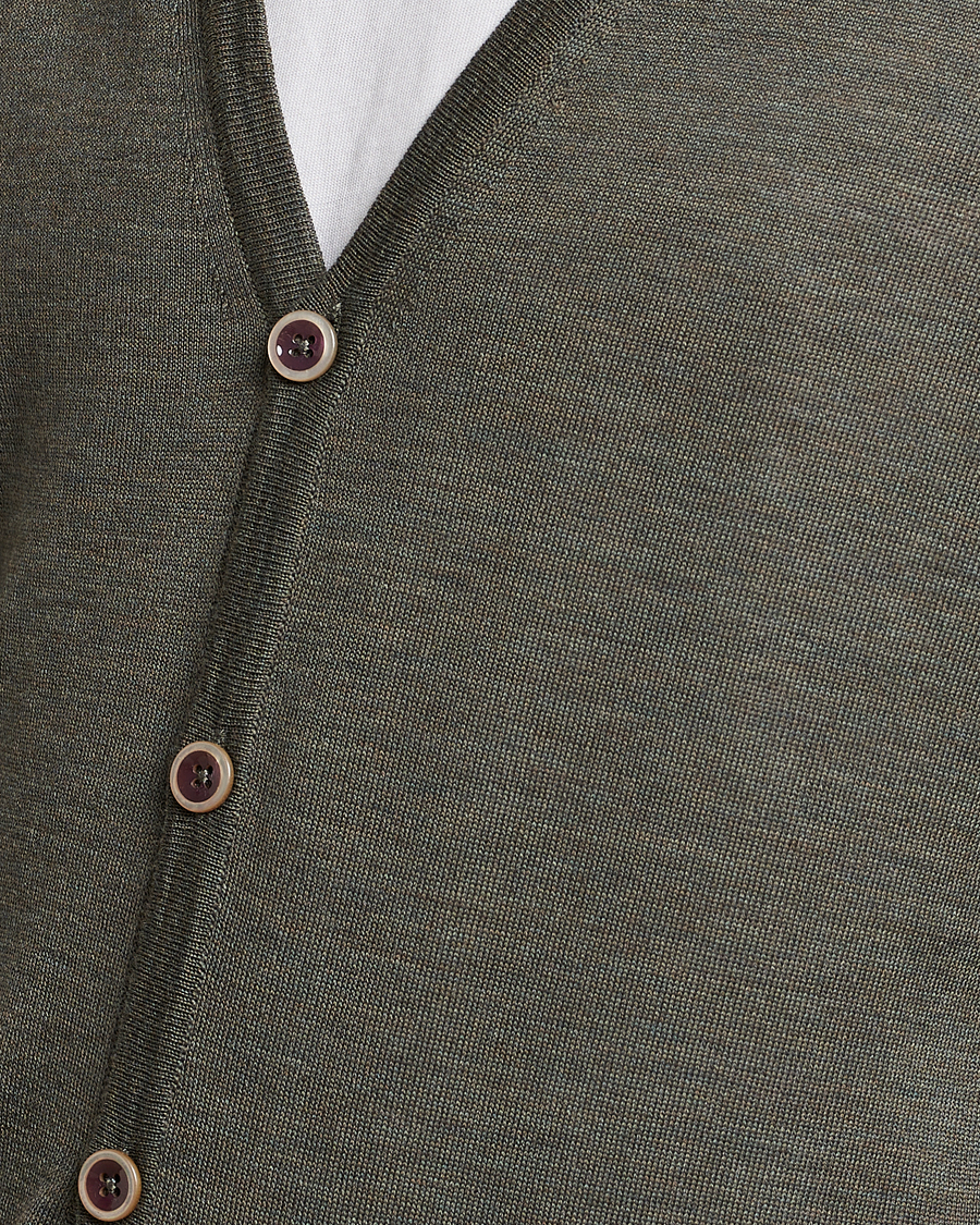 Heren | Truien | Stenströms | Merino Zegna Knitted Cardigan Dark Green