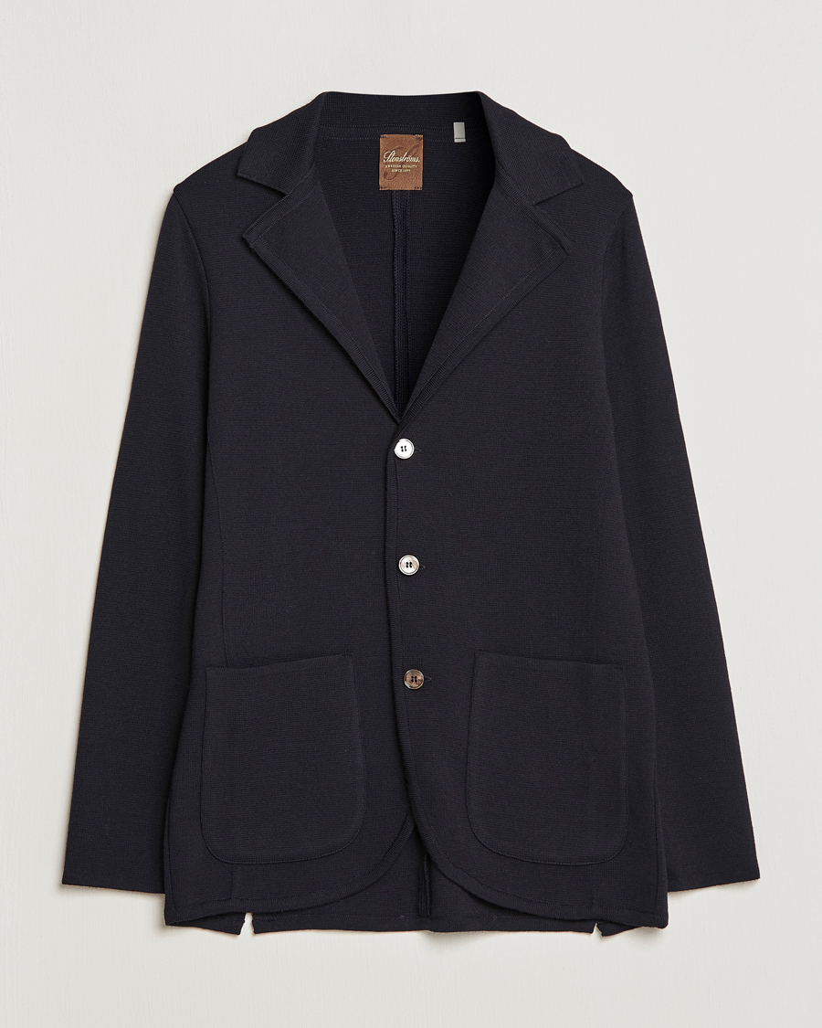 Heren | Blazers | Stenströms | Milano Knitted Merino Blazer Navy