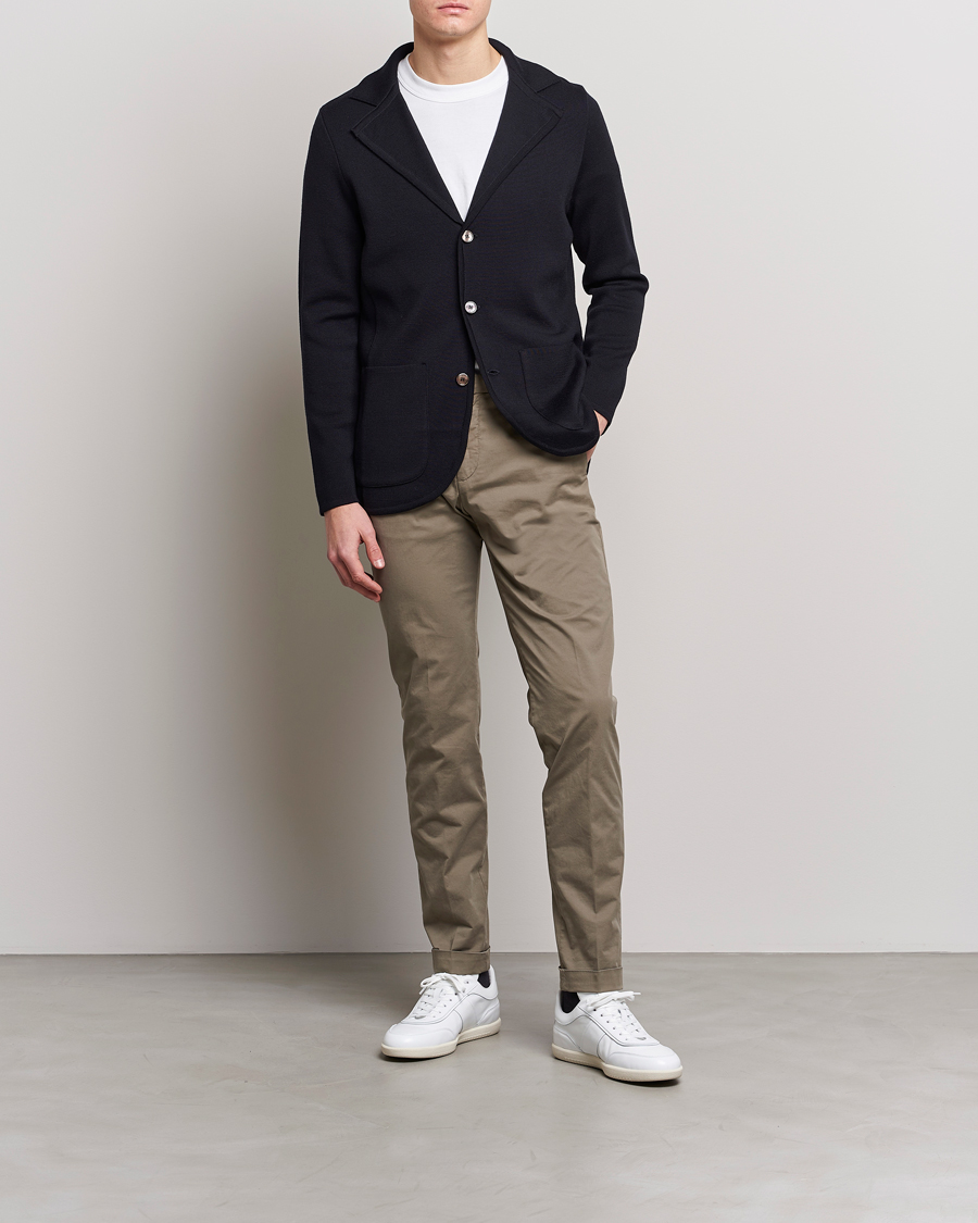 Heren | Blazers | Stenströms | Milano Knitted Merino Blazer Navy