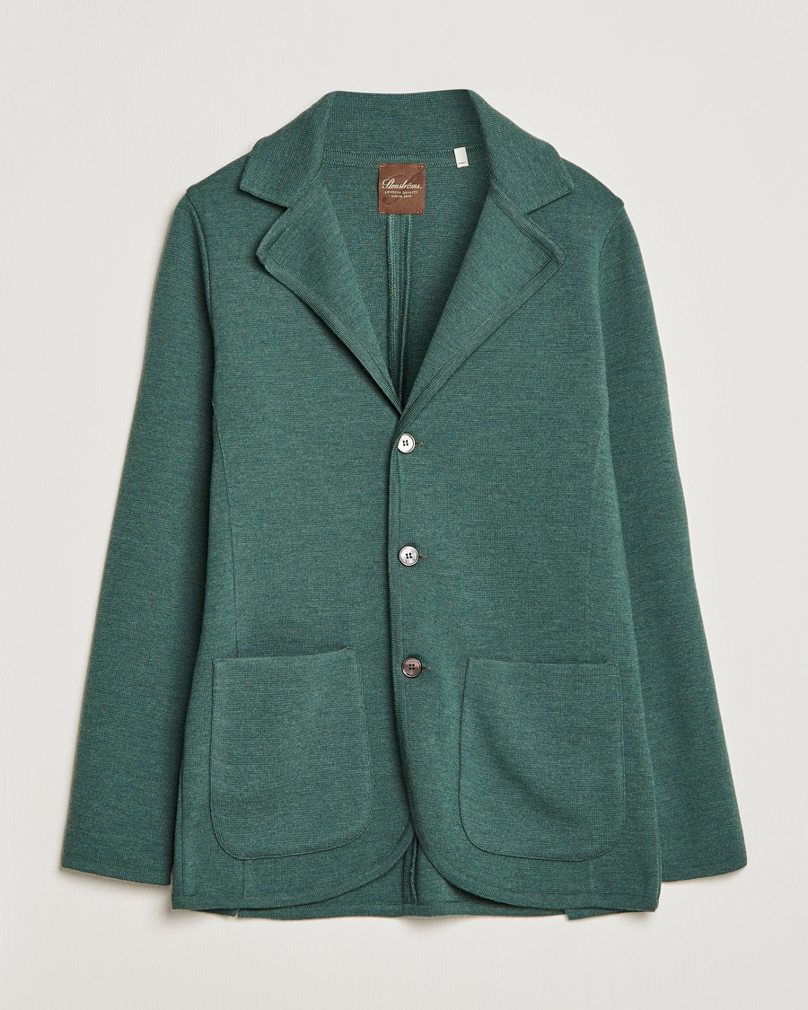 Heren | Blazers | Stenströms | Knitted Merino Blazer Green