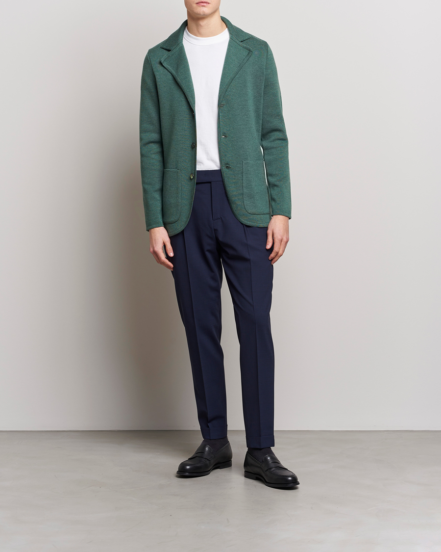 Heren | Blazers | Stenströms | Knitted Merino Blazer Green