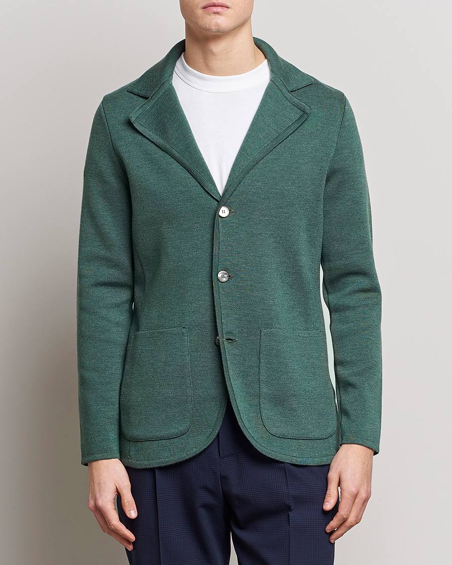 Heren | Blazers | Stenströms | Knitted Merino Blazer Green