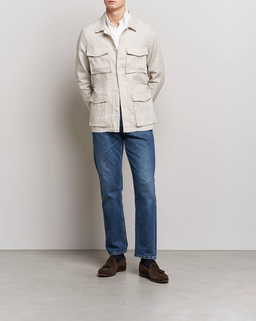 Heren | Jassen | Stenströms | Linen Field Jacket Beige