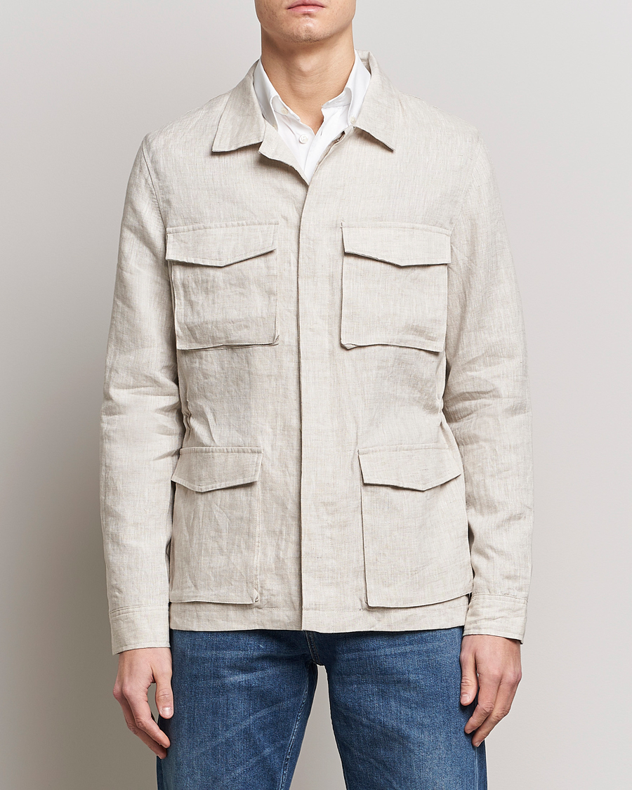 Heren | Jassen | Stenströms | Linen Field Jacket Beige
