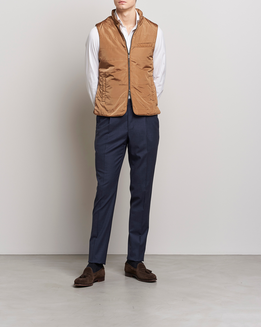 Heren | Gilets | Stenströms | Padded Nylon Vest Brown