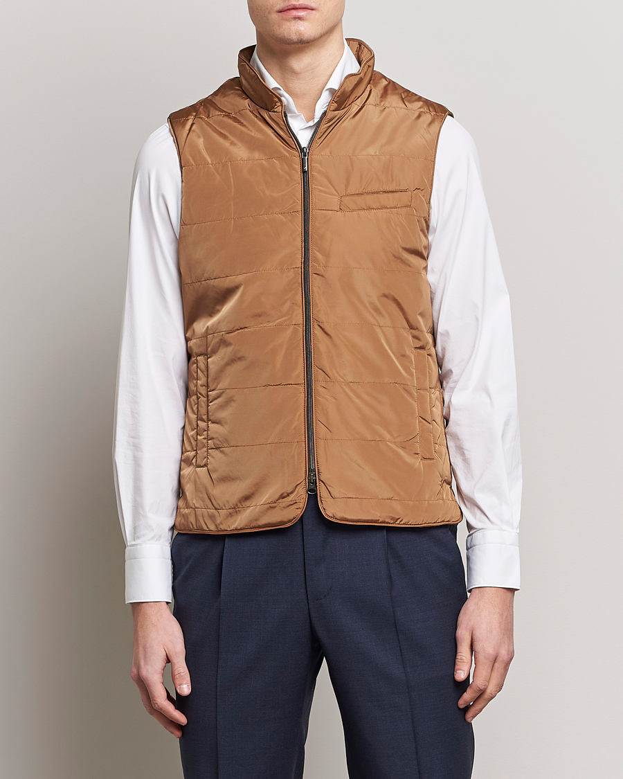 Heren | Gilets | Stenströms | Padded Nylon Vest Brown