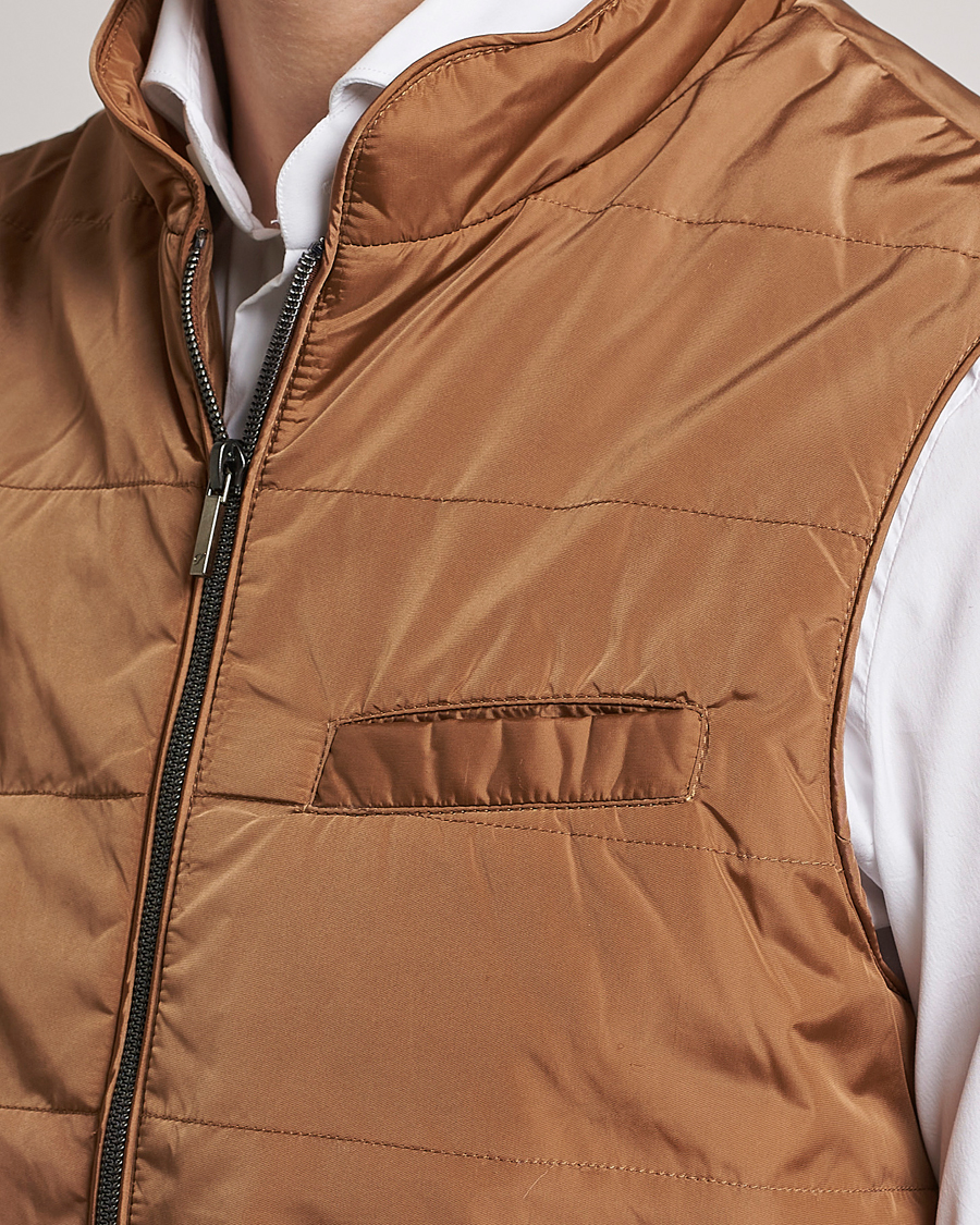 Heren | Gilets | Stenströms | Padded Nylon Vest Brown