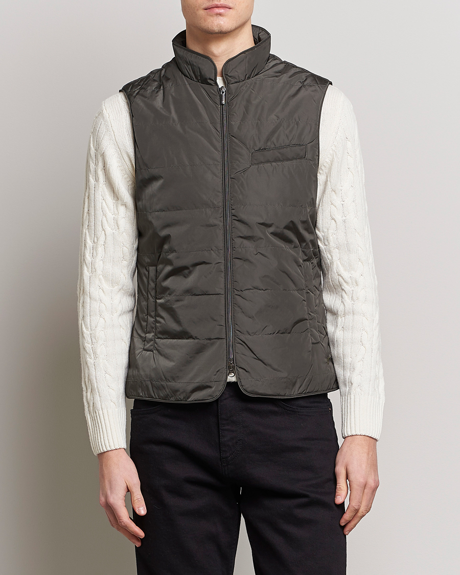 Heren | Gilets | Stenströms | Padded Nylon Vest Dark Green