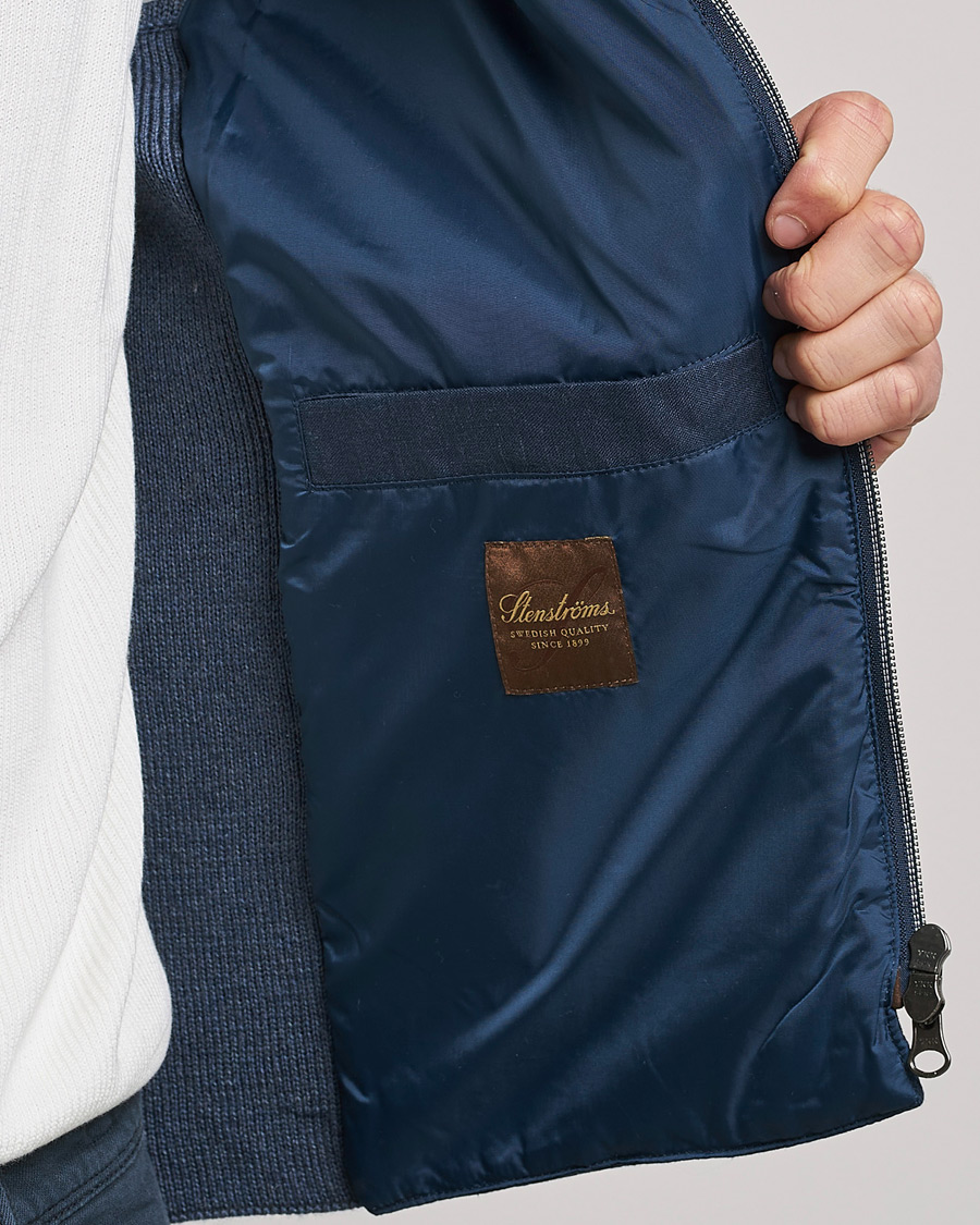 Heren | Gilets | Stenströms | Hybrid Linen/Merino Vest Blue