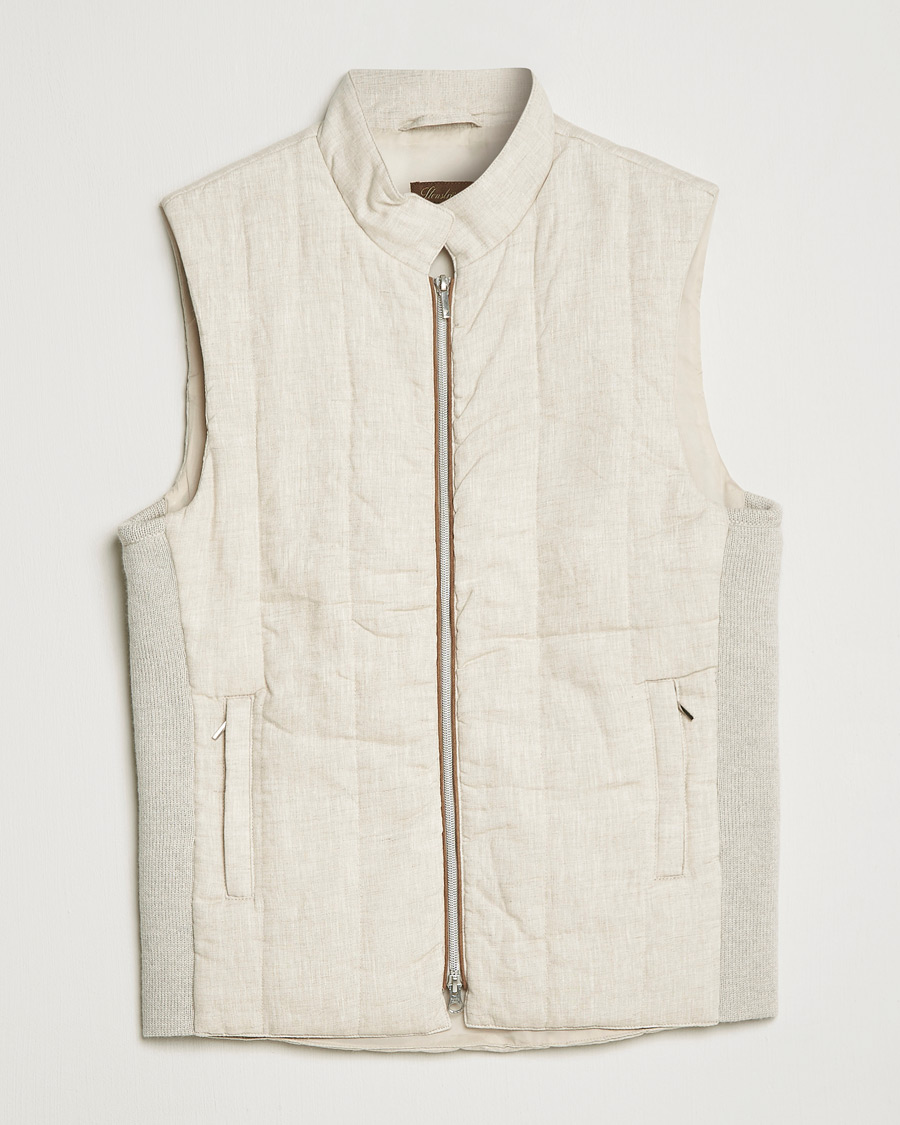 Heren | Gilets | Stenströms | Hybrid Linen/Merino Vest Beige