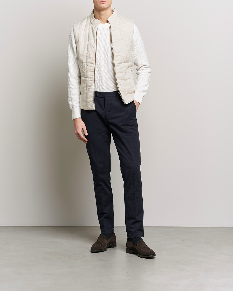 Heren | Gilets | Stenströms | Hybrid Linen/Merino Vest Beige