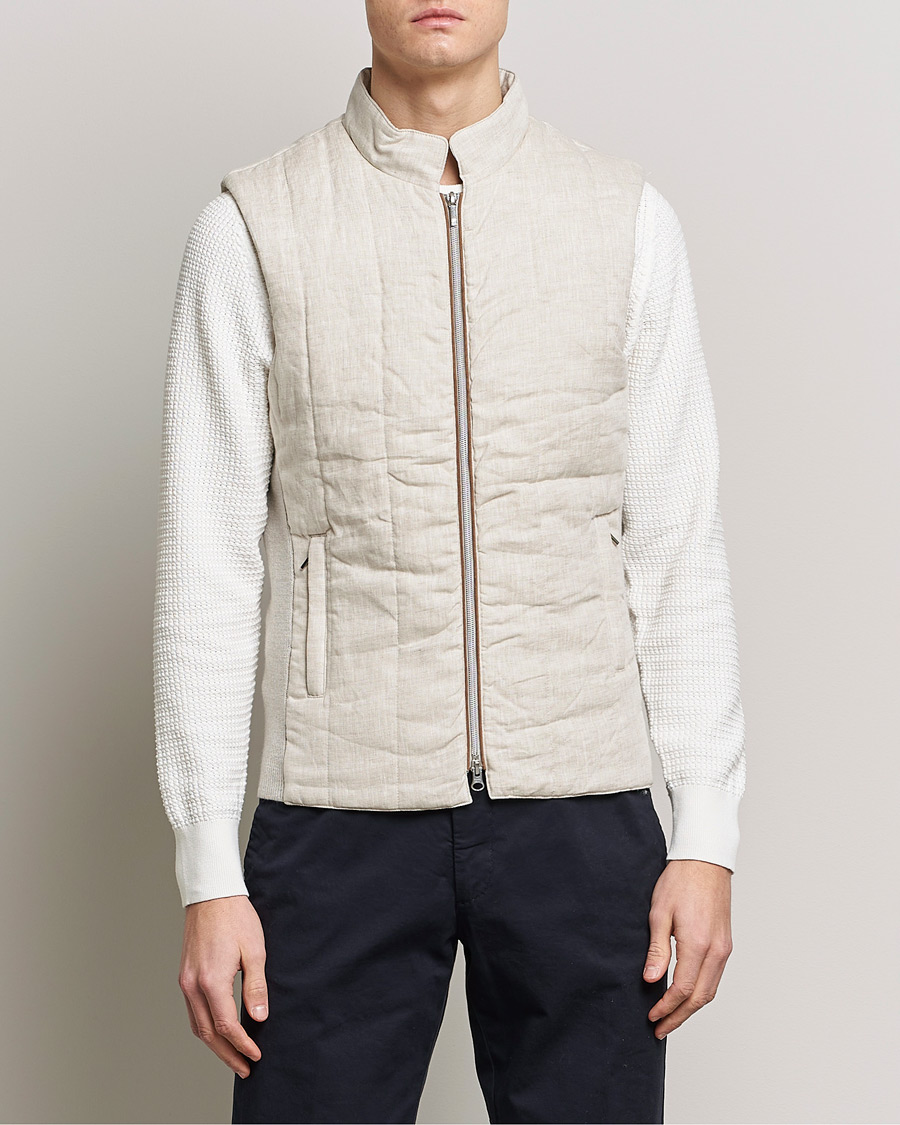 Heren | Gilets | Stenströms | Hybrid Linen/Merino Vest Beige