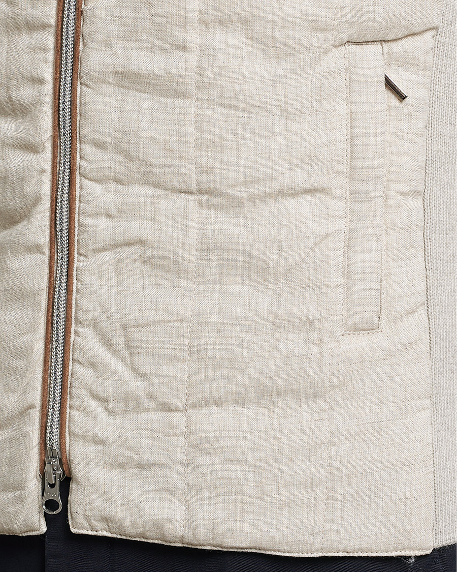 Heren | Gilets | Stenströms | Hybrid Linen/Merino Vest Beige