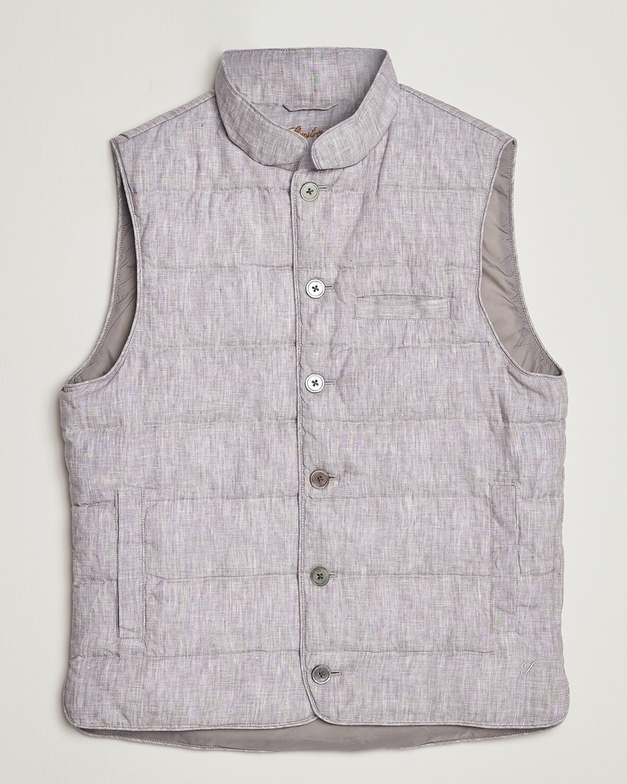 Heren | Gilets | Stenströms | Padded Linen Vest Grey