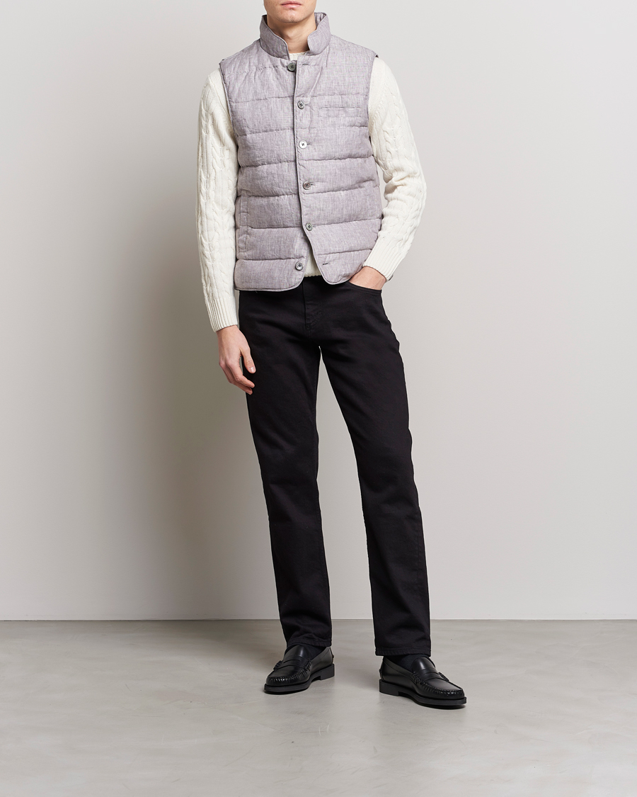 Heren | Gilets | Stenströms | Padded Linen Vest Grey