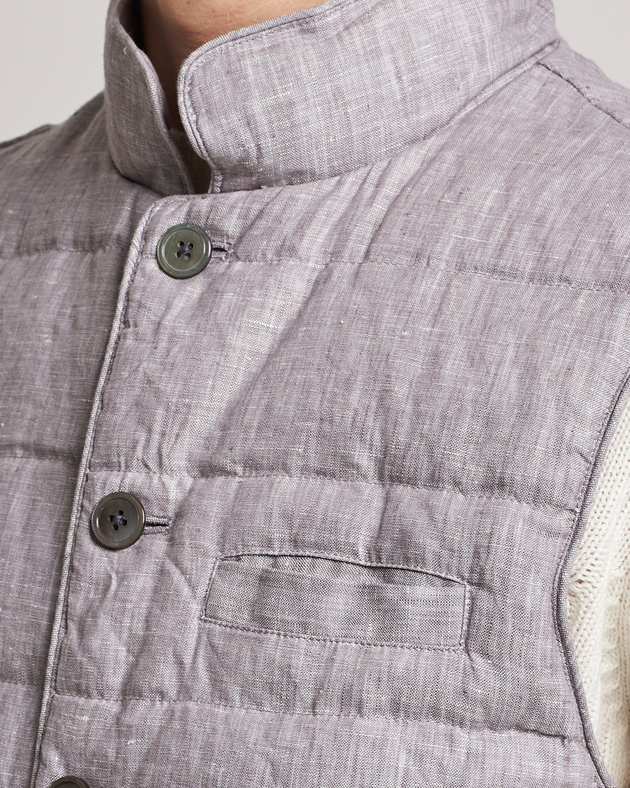 Heren | Gilets | Stenströms | Padded Linen Vest Grey
