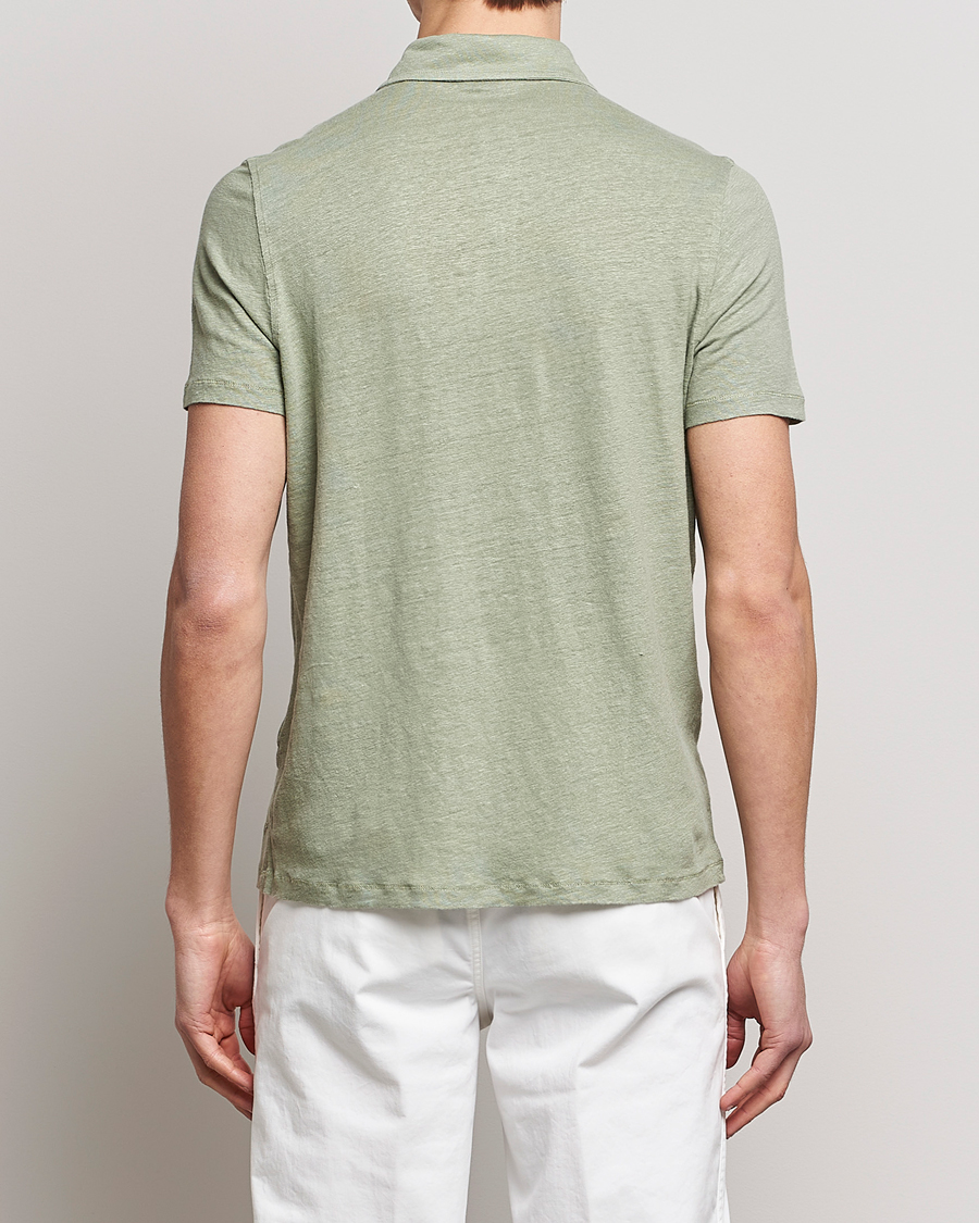 Heren | Polo's | Stenströms | Linen Polo Shirt Pistachio