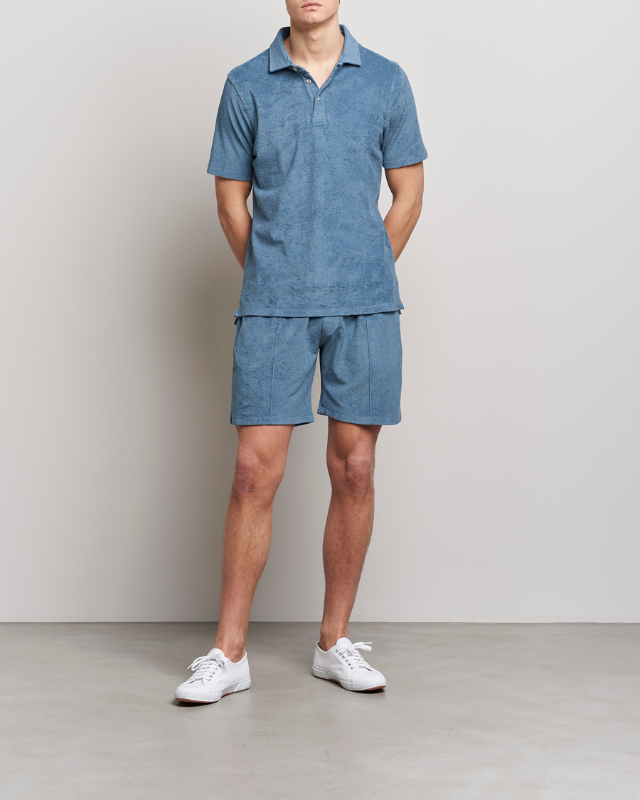 Heren | Polo's | Stenströms | Terry Cotton Poloshirt Petrol Blue