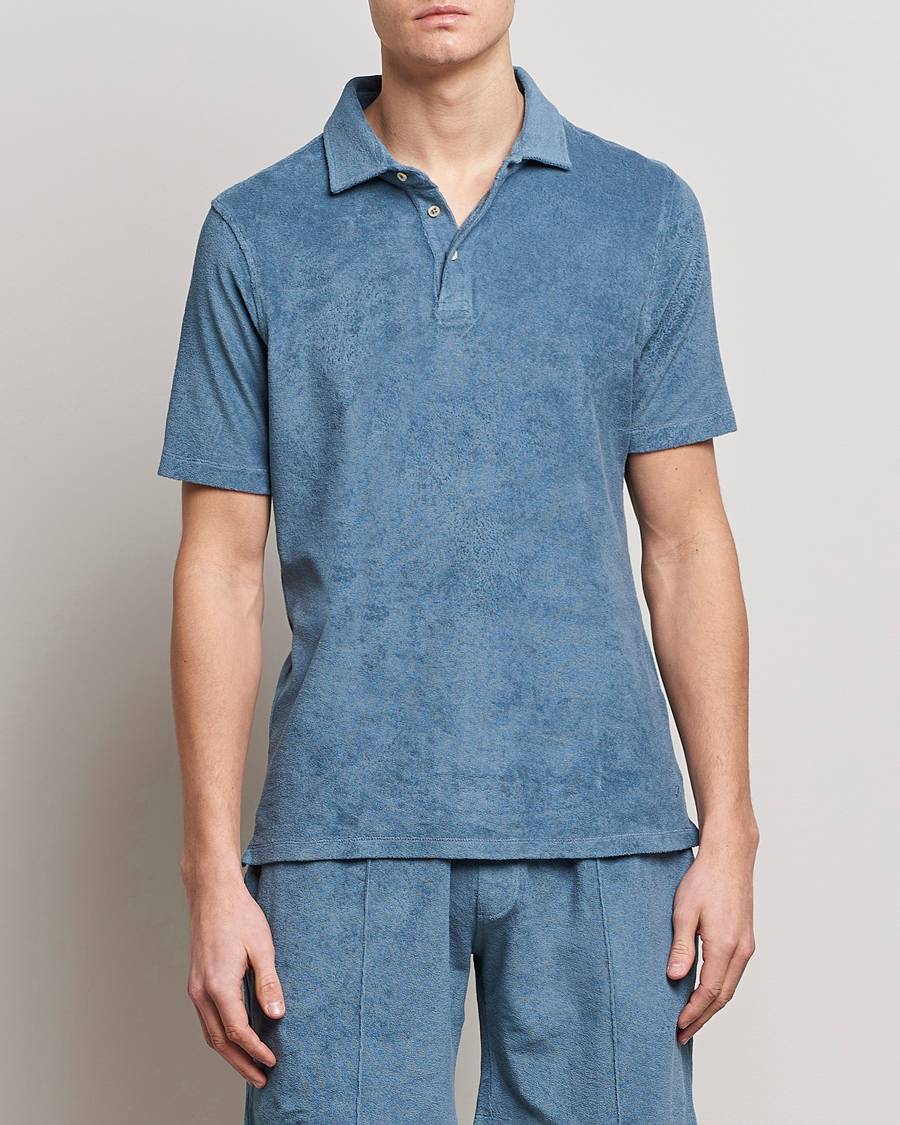 Heren | Polo's | Stenströms | Terry Cotton Poloshirt Petrol Blue