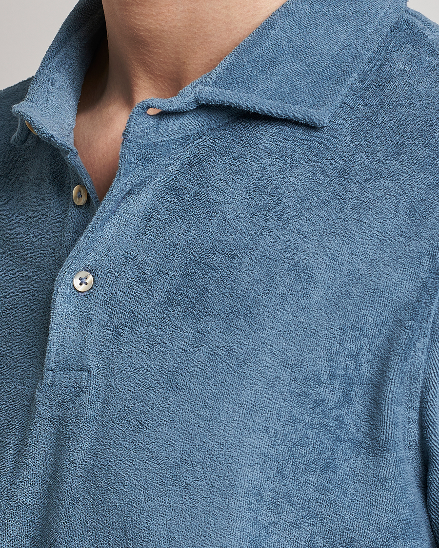 Heren | Polo's | Stenströms | Terry Cotton Poloshirt Petrol Blue