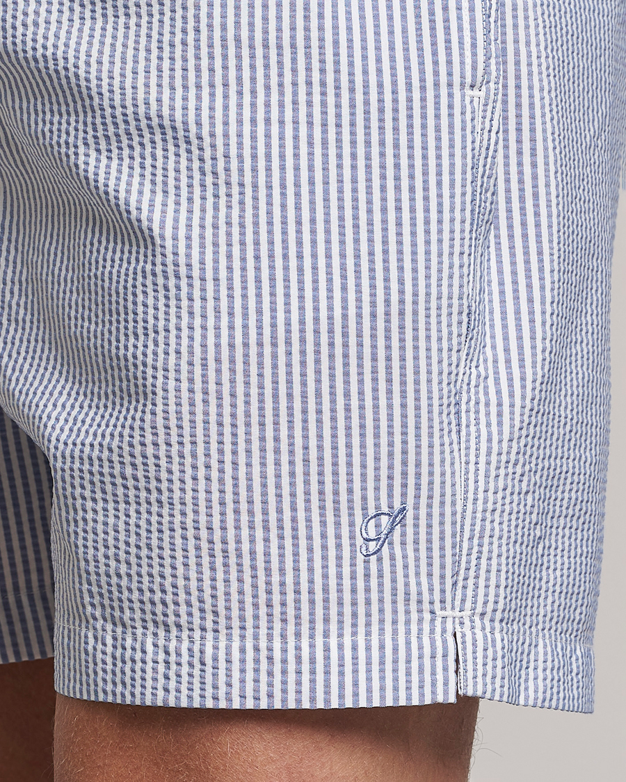 Heren | Zwembroek | Stenströms | Seersucker Striped Swim Shorts Blue