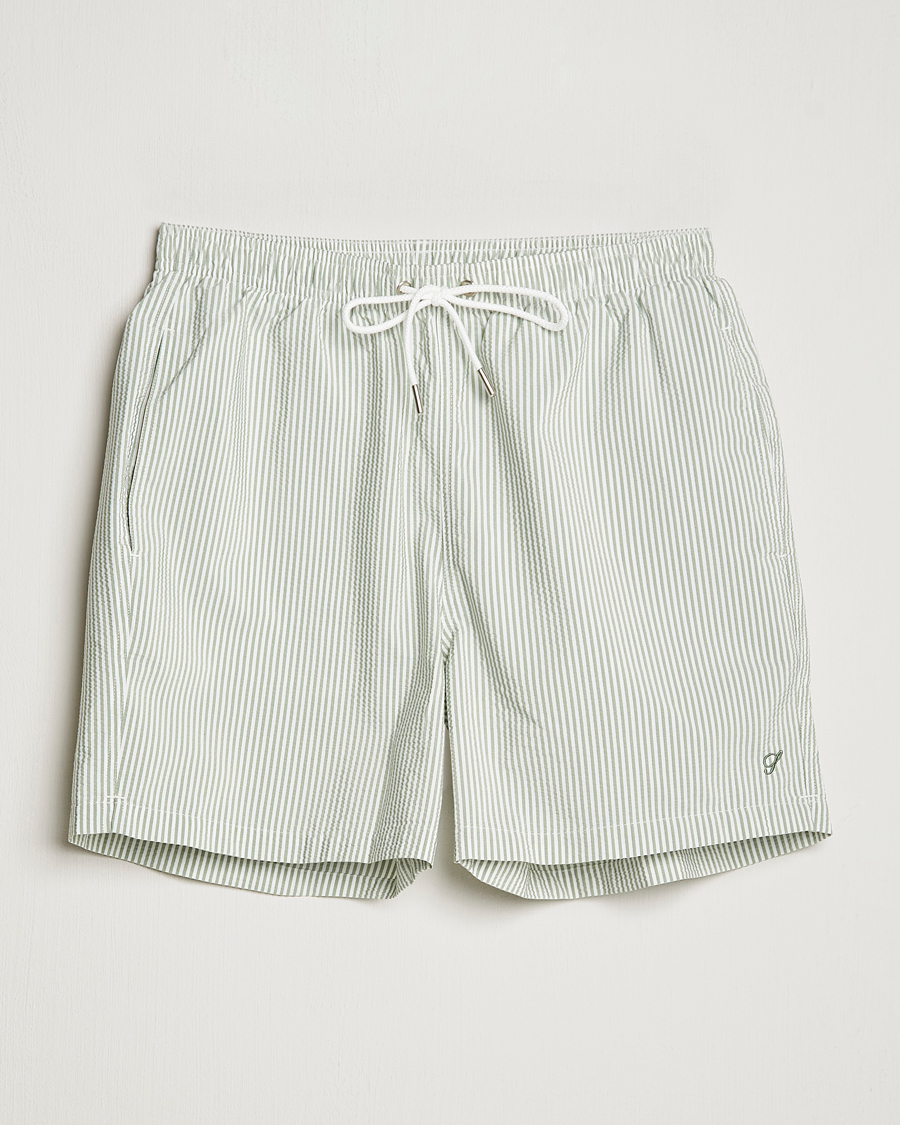 Heren | Zwembroek | Stenströms | Seersucker Striped Swim Shorts Green