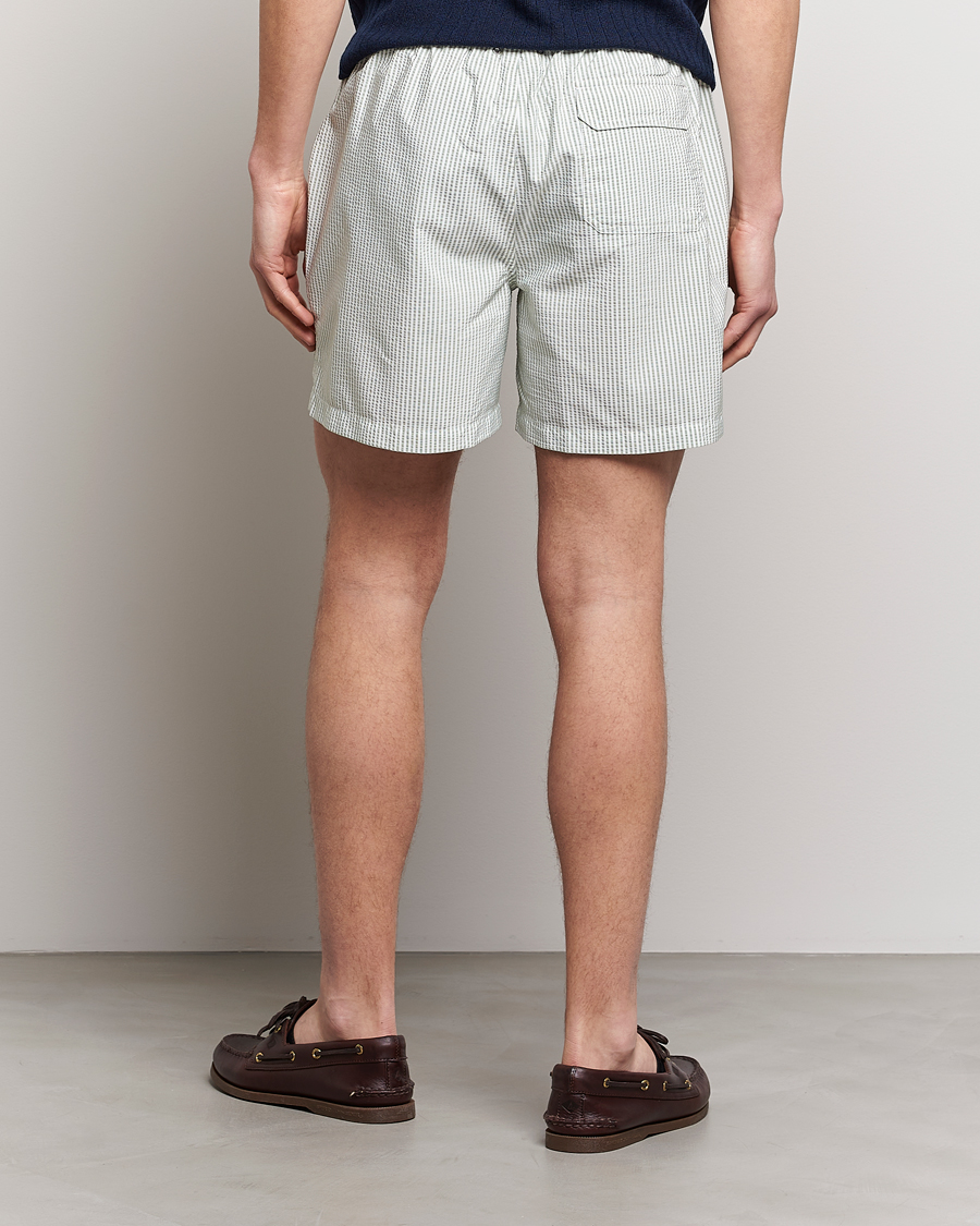 Heren | Zwembroek | Stenströms | Seersucker Striped Swim Shorts Green