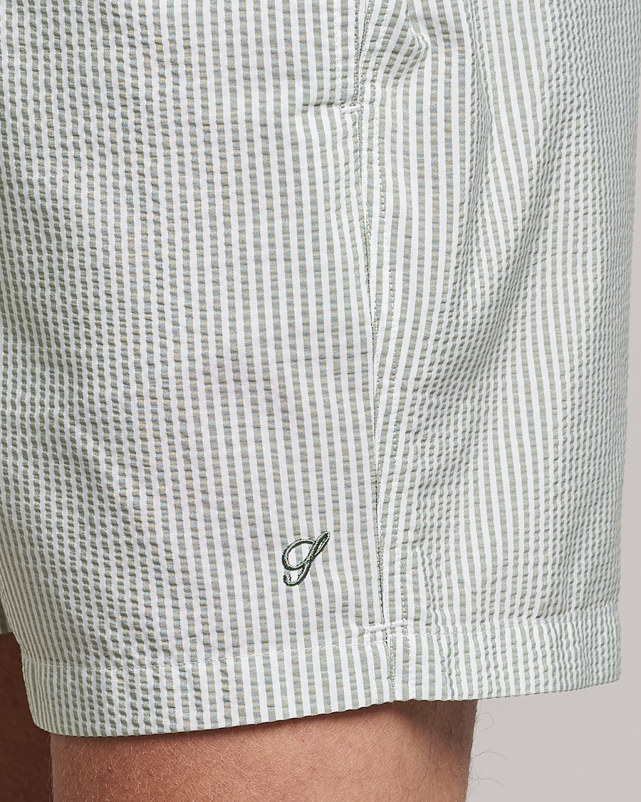 Heren | Zwembroek | Stenströms | Seersucker Striped Swim Shorts Green