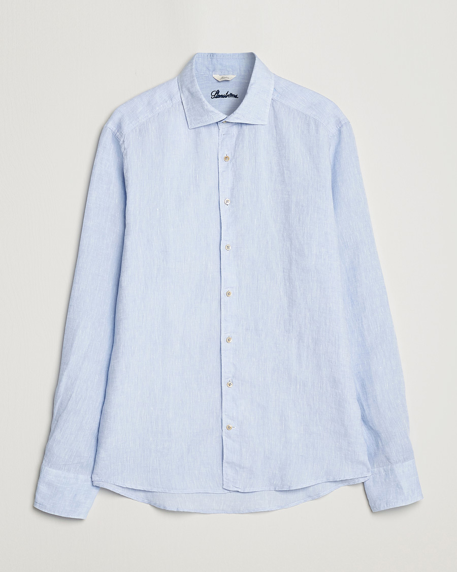 Heren |  | Stenströms | Slimline Cut Away Linen Shirt Light Blue