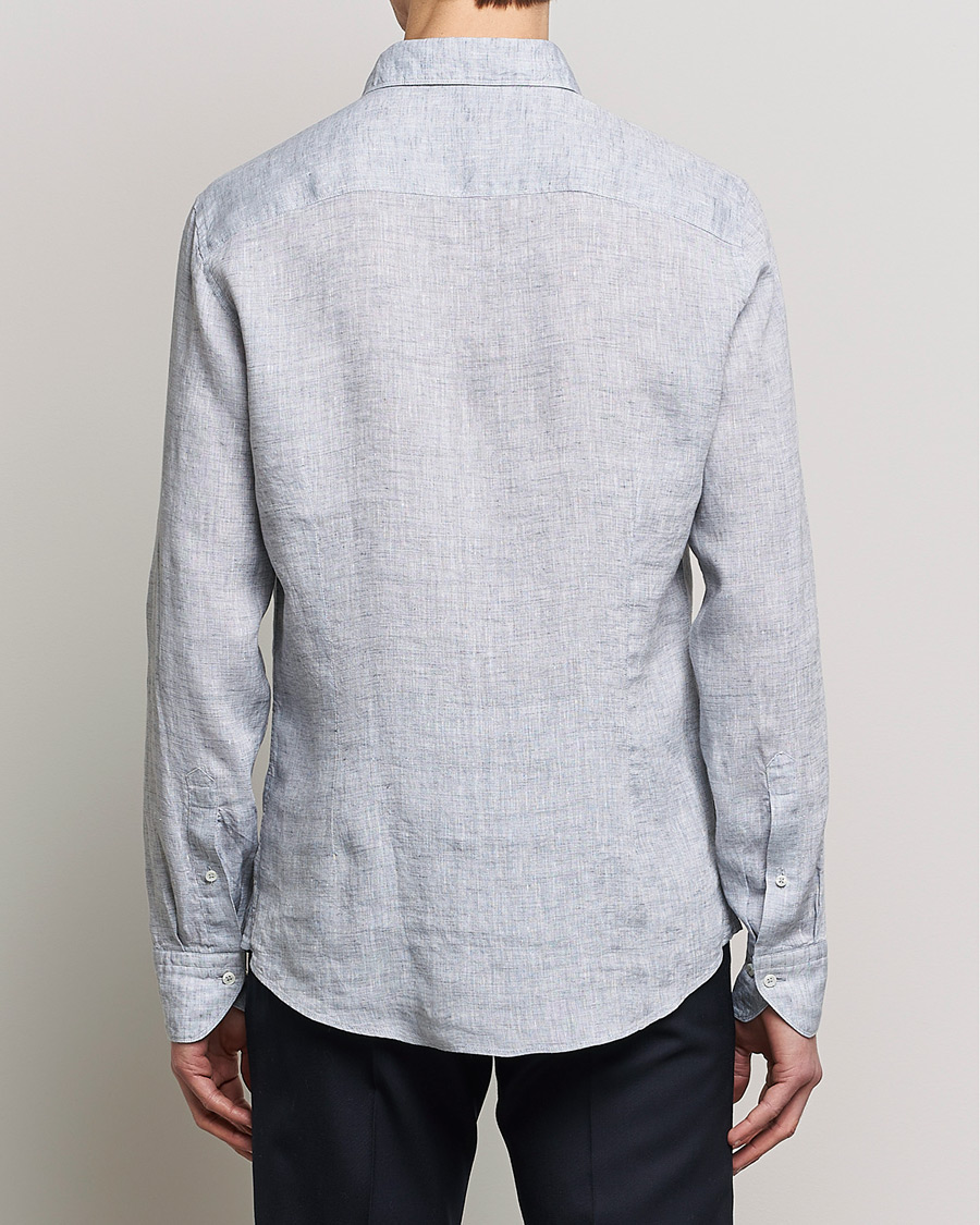 Heren | Overhemden | Stenströms | Slimline Cut Away Linen Shirt Grey