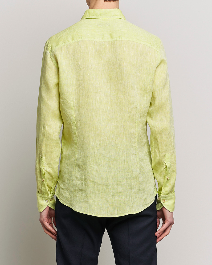 Heren | Overhemden | Stenströms | Slimline Cut Away Linen Shirt Pistachio