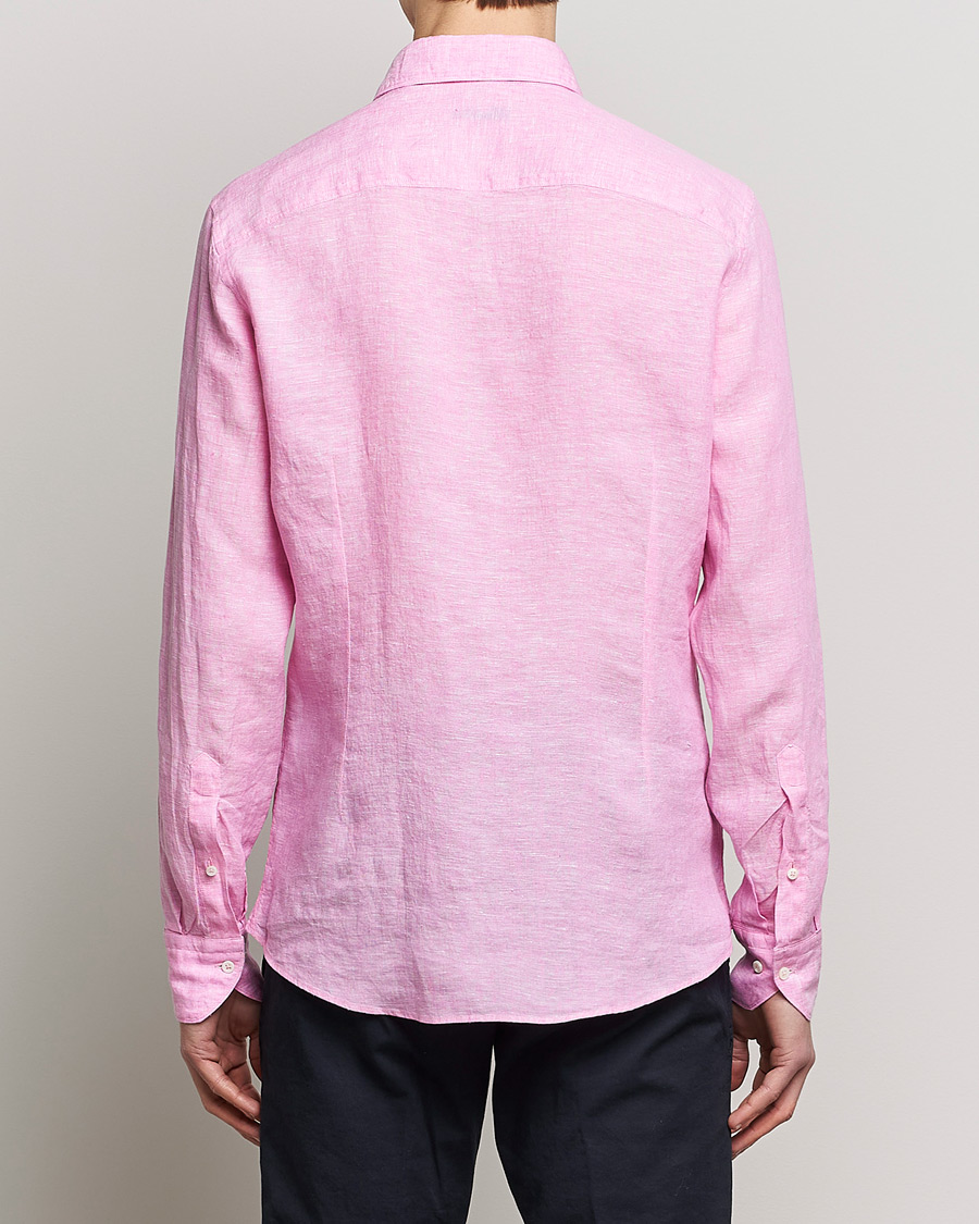 Heren | Overhemden | Stenströms | Slimline Cut Away Linen Shirt Pink