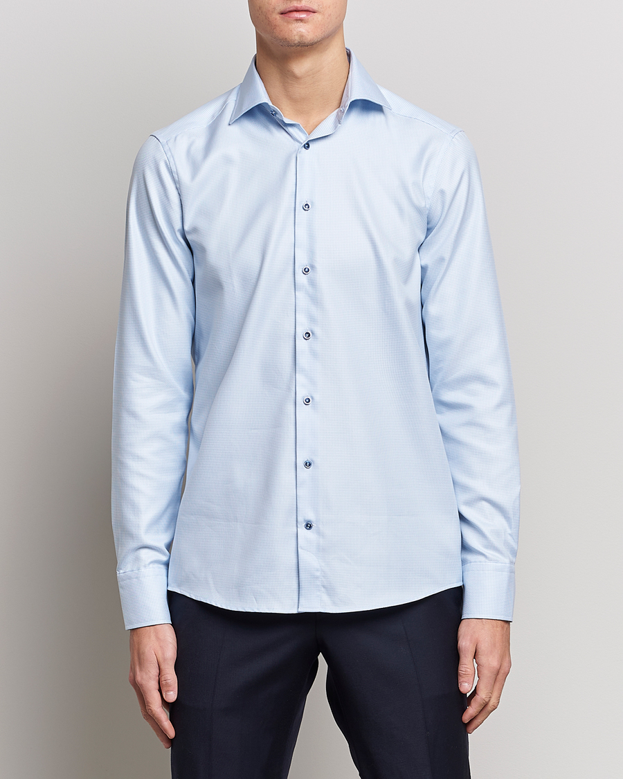 Heren |  | Stenströms | Slimline Cut Away Houndstooth Shirt Blue