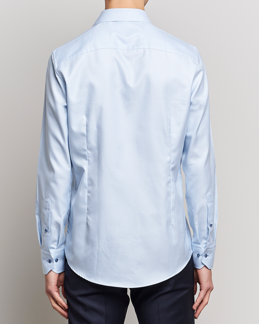 Heren | Overhemden | Stenströms | Slimline Cut Away Houndstooth Shirt Blue